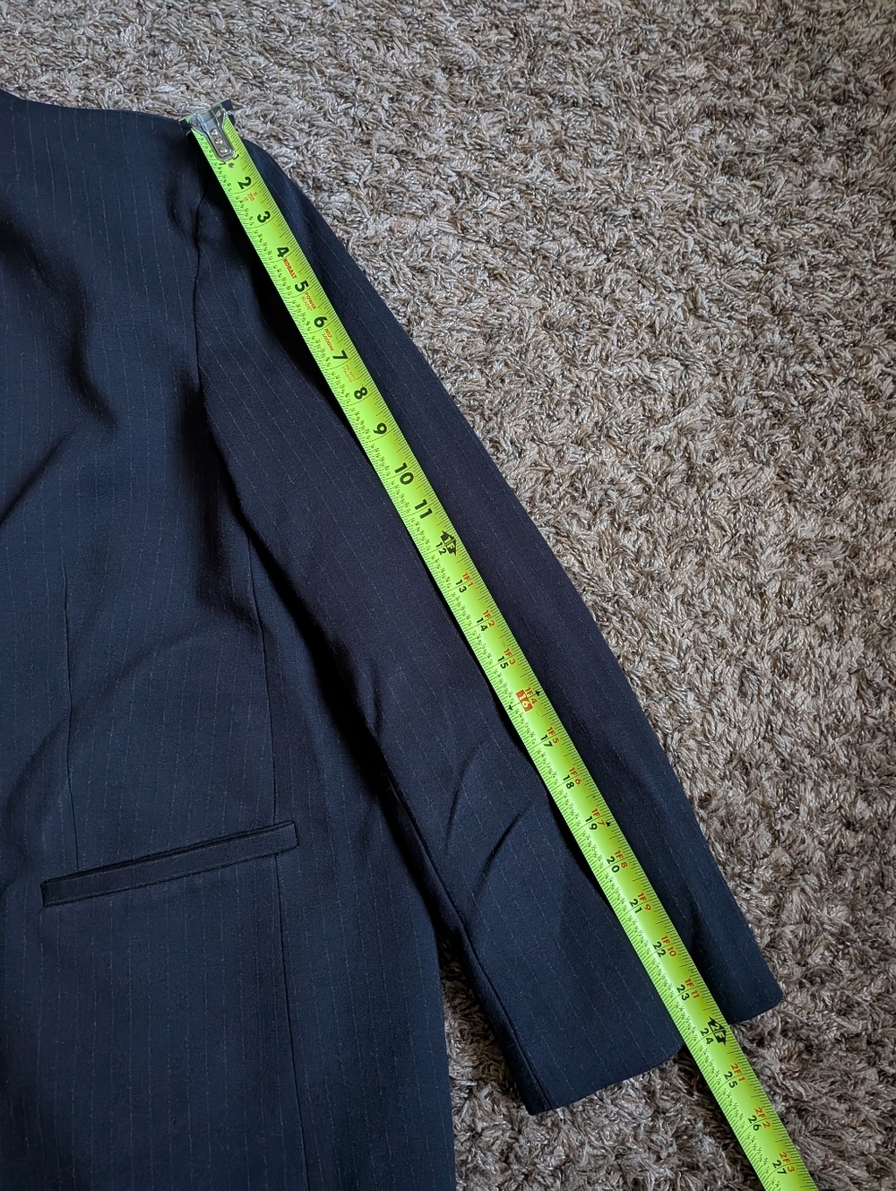 Spanx Navy Striped The Perfect Collarless 1-Button Blazer Jacket Women's 2X - Picture 9 of 9